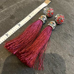 Ann Taylor Jeweled Silk Tassel Earrings